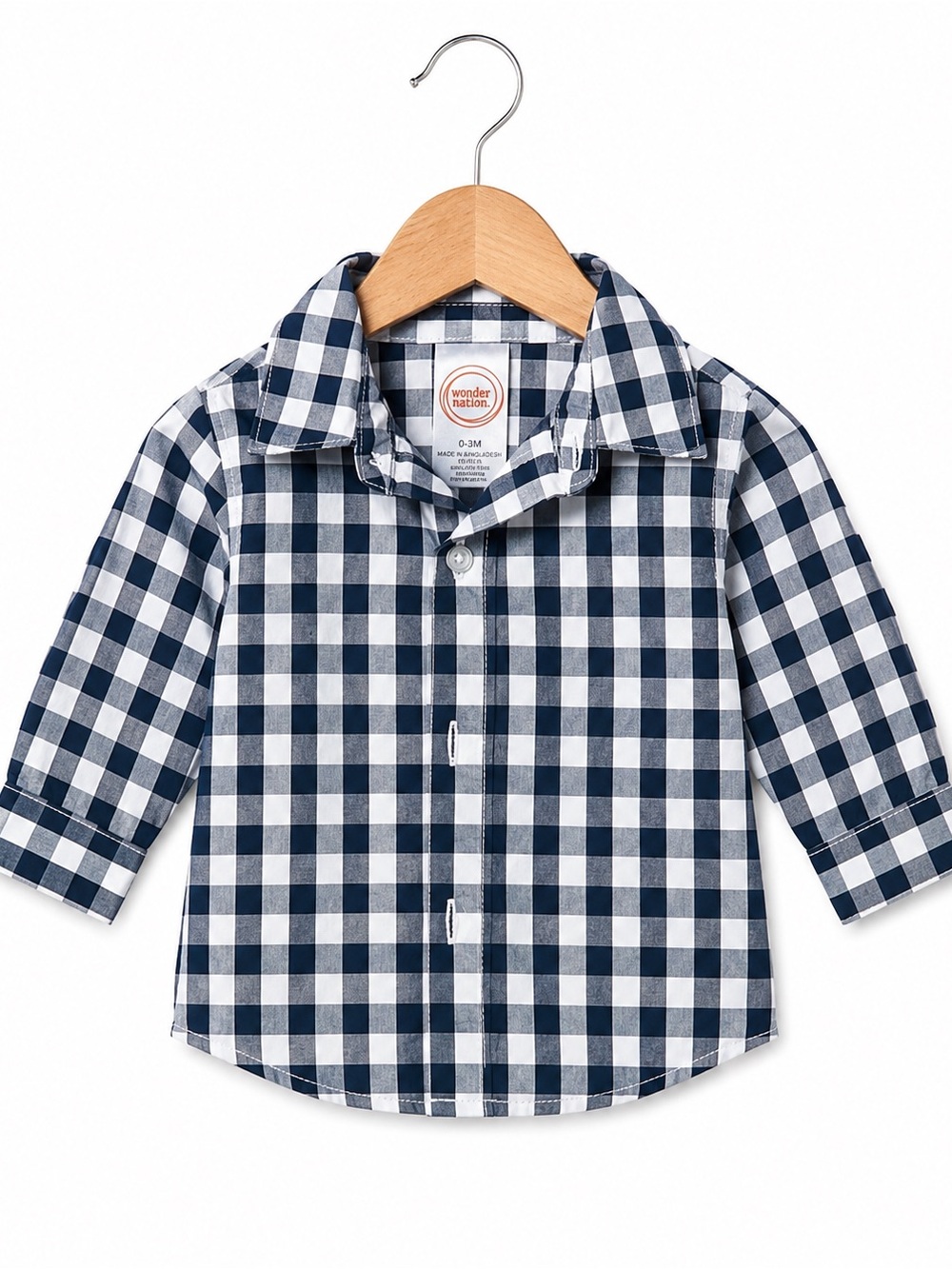 wonder nation Navy and White Gingham Button-Down Shirt